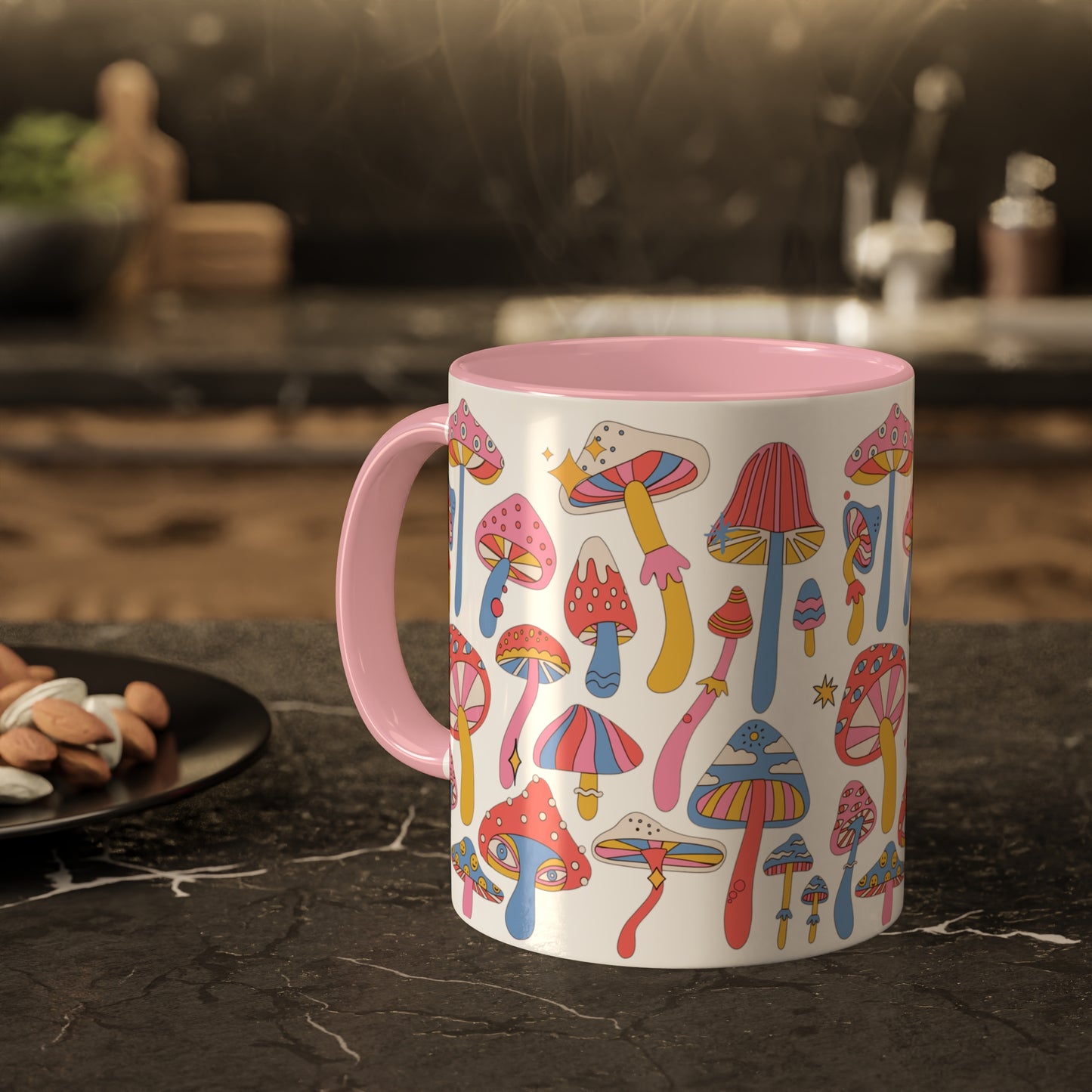 Foragers Friend Mushroom Mug | Mushroom Ceramic Mug | Fungi Grower & Forager Gift | Mushroom Lover | Hippy Trippy Pink