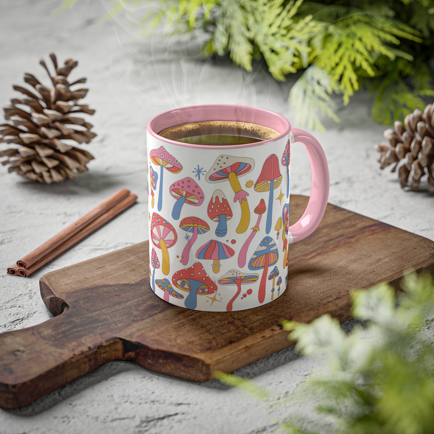 Foragers Friend Mushroom Mug | Mushroom Ceramic Mug | Fungi Grower & Forager Gift | Mushroom Lover | Hippy Trippy Pink