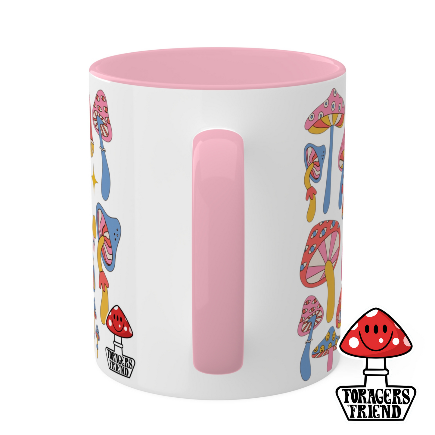 Foragers Friend Mushroom Mug | Mushroom Ceramic Mug | Fungi Grower & Forager Gift | Mushroom Lover | Hippy Trippy Pink