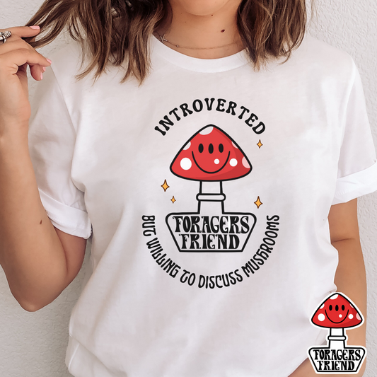 Introverted But Willing to Discuss Mushrooms T-Shirt | Fungi Grower & Forager Gift | Mushroom Lover | Unisex Tee Gift